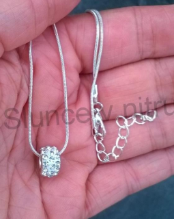 Postříbřený hadí řetízek swarovski elements stříbrný (BD408)