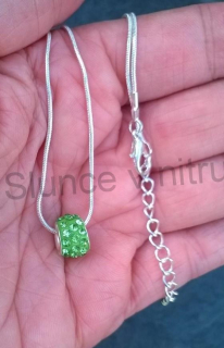 Postříbřený hadí řetízek swarovski elements zelený (BD408)