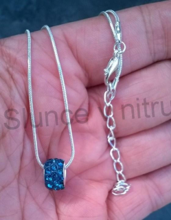 Postříbřený hadí řetízek swarovski elements zelená tyrkysová (BD408)