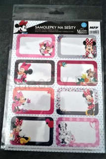 Samolepky, Obtisky na Papír - ozdobné štítky na sešity Mickey Mouse Minie (E369)
