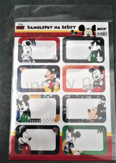 Samolepky, Obtisky na Papír - ozdobné štítky na sešity Mickey Mouse (E368)
