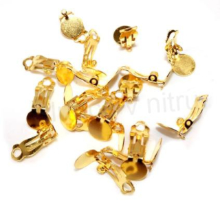 Bižuterní náušnicové Klipsy ploché zlaté 15 x 10 mm (AA57)
