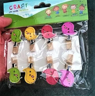 Dřevěné kolíčky dekorace ptáčci + provázek (E376)