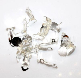 Bižuterní náušnicové Klipsy ploché stříbrné 15 x 10 mm (AA58)