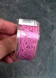 Lepící páska, stuha dekorační růžová (V29)