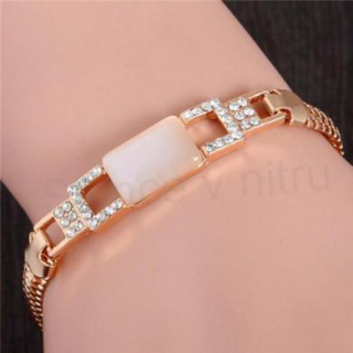 Luxusní náramek s rakouskými křišťály a kočičí oko (X577)