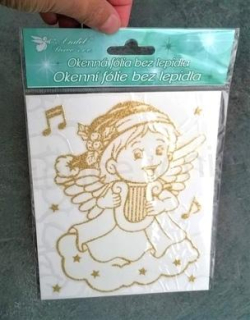 Samolepka, dekorace s vánočním motivem glitrové 23 x 15 cm (E388)