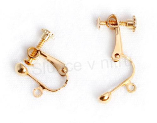 Bižuterní šroubovací náušnice 17 x 13 x 5 mm zlaté (AA59)