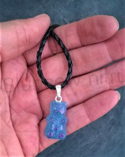 Orgonitový přívěšek medvídek s koženou šňůrkou (PP93)