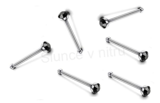 Piercing do nosu z chirurgické oceli 10 mm a zirkonem černý (BB507)