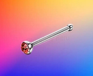 Piercing do nosu z chirurgické oceli 9 mm a zirkonem červený číslo 4 (BB508)