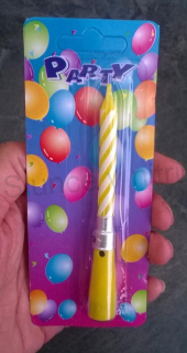 Dortová narozeninová svíčka hrajicí žlutá (E419)