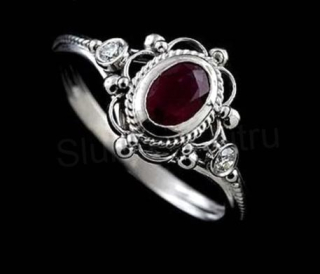 Postříbřený prsten s Rubínem (BE208)