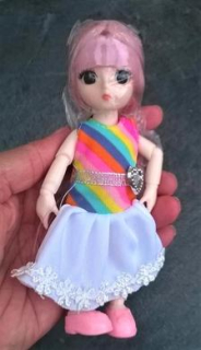 Pohyblivá panenka Doll 16 cm s dlouhými vlasy (D470)