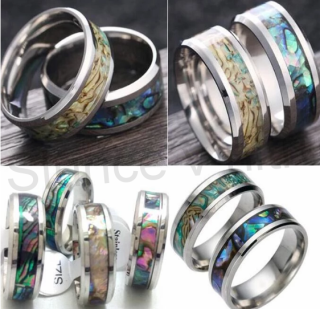 Prsten z chirurgické oceli a přírodní mušle Paua (BP343)