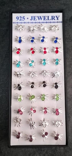 Postříbřené náušnice pavouček, pavouk se zirkonem (BE209)