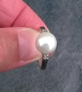 Minerální prsten s perlou (X581)