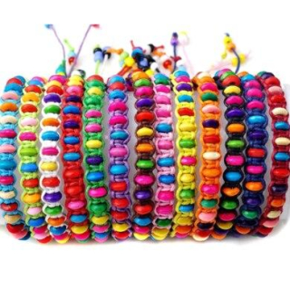 Barevný pletený náramek přátelství s korálkami (BC494)