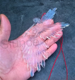 Orgonitový čirý Anděl s kamínky 16,5x8 cm  (PP108)