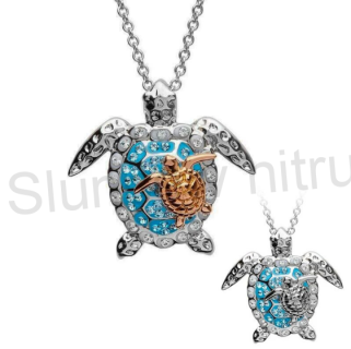 Náhrdelník s přívěškem želvy s kamínky (BD429)
