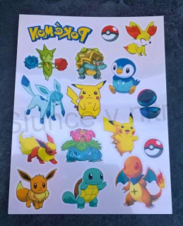 Voděodolné, dočasné tetovaní Pokemon (E454)