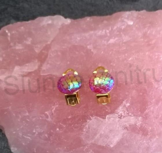 Náušnice klipsy s dračím vzorem měnicí  1,8 x 1,1 cm (BB522)