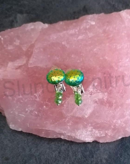 Náušnice klipsy s dračím vzorem měnicí a swarovski korálky 1,2 x 3 cm (BB523)