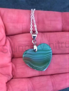Náhrdelník Řetízkový přívěšek s malachytem Srdce (X605)