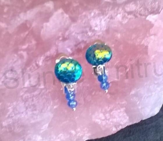 Náušnice klipsy s dračím vzorem měnicí a swarovski korálky 1,2 x 3 cm (BB536)