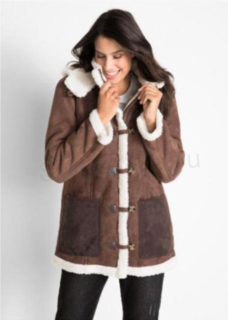 Moderní kabát, bunda s kožešinou velikost 48 (K127)