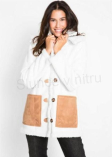 Moderní kabát, bunda s kožešinou velikost 48 (K130)