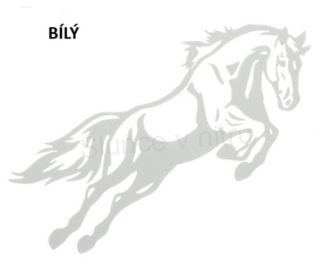 Samolepky na auto skakajicí kůň bilý (E465)