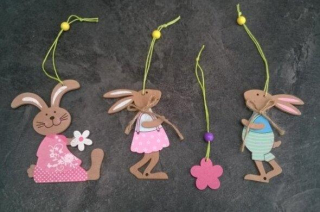 Dekorační ozdoba, přívěšek zajiček více typů (D614)