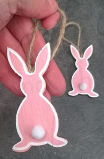 Dřevěný zajíček barevný, výřezy (V33)