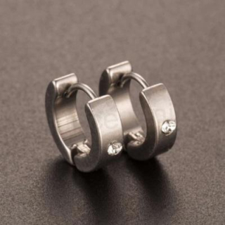 Kruhové náušnice stříbrné se zirkonem z chirurgické oceli (BB88)