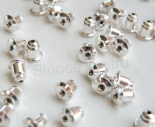 Náušnicová zarážka z nerez oceli | špunt 5,5 x 5 mm 1 Pár | stříbrné (AA76)