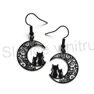 Visací náušnice kočky na měsíci (BB574)