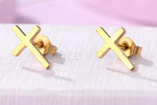 Puzetové náušnice křížky z chirurgické oceli (BB577)