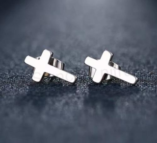 Puzetové náušnice křížky z chirurgické oceli (BB578)
