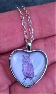 Náhrdelník s přívěškem srdce a sova (BD491)