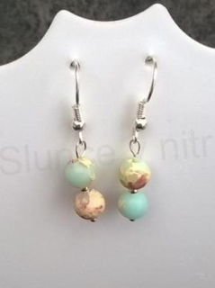 Minerální Serpentinové náušnice platinové (X682)