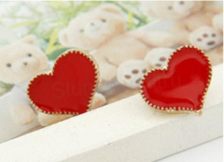 Puzetové náušnice Srdce červené (BB90)