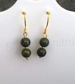 Minerální Serpentinové náušnice zlaté (X687)