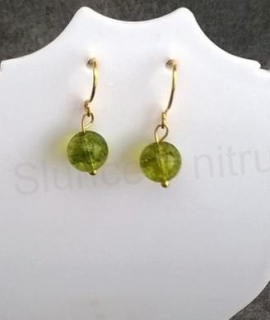 Minerální olivínové náušnice zlaté (X692)