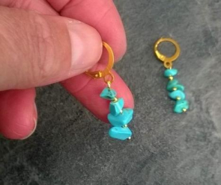 Minerální Tyrkenitové náušnice zlaté (X706)