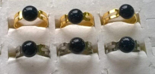 Nastavitelný minerální prsten aventurín modrý, zlatý 8,3 x 8,3 mm (X718)