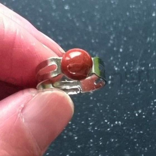 Nastavitelný minerální prsten jaspis platinový, minerál 8,3 mm (X724)
