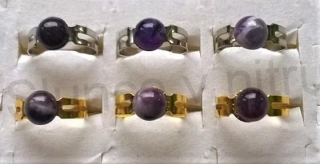 Nastavitelný minerální prsten ametyst 8,3 x 8,3 mm (X729)