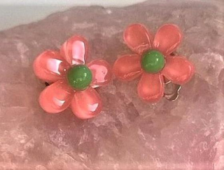 Náušnice klipsy kytička oranžová číslo 3 (BB589)