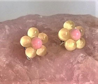 Náušnice klipsy kytička žlutá (BB590)